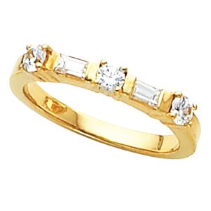 3-Stone Anniversary Ring Mounting with Baguette Accents
