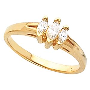 3-Stone Anniversary Ring Mounting for Marquise Shape Gemstones