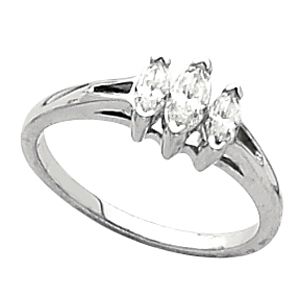 3-Stone Anniversary Ring Mounting for Marquise Shape Gemstones