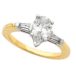 Engagement Ring & Band Mounting with Baguette Accents 