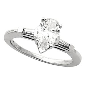 Engagement Ring & Band Mounting with Baguette Accents 