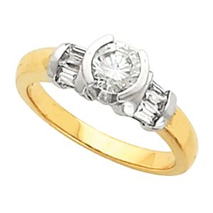 Engagement Ring Mounting with Baguette Accents