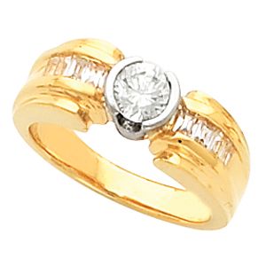 Engagement Ring Mounting with Baguette Accents