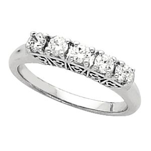 5-Stone Anniversary Ring Mounting with Heart Accents