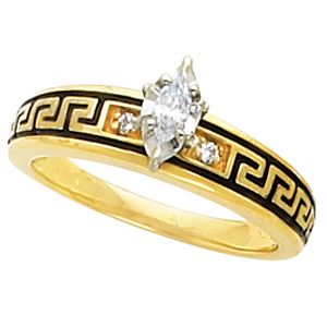 Greek Key Design Engagement Mounting or Matching Ladies/Gents Bands