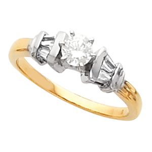 Engagement Ring Mounting with Baguette Accents  & Band