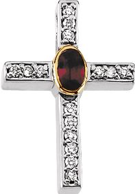 Genuine Ruby & .18 ct tw Diamond Cross Pendant
