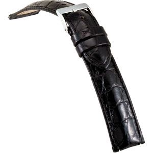 19mm Men's Regular Black Select Embossed Crocodile Leather Watch Strap