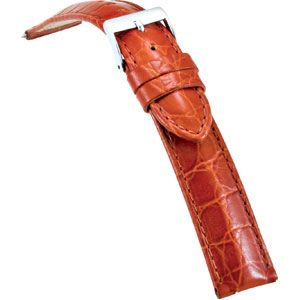 22mm Men's Regular Honey Select Embossed Crocodile Leather Watch Strap