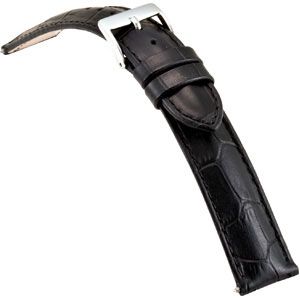 19mm Men's Regular Black Select Matte Alligator Embossed Leather Watch Strap