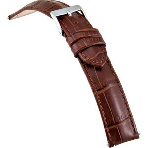 22mm Men's Regular Brown Select Matte Alligator Embossed Leather Watch Strap