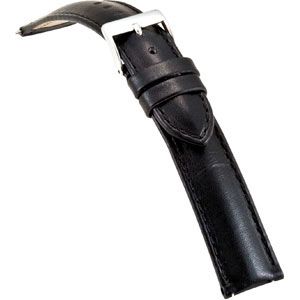 22mm Men's Regular Black Select Polished Glove Leather Watch Strap