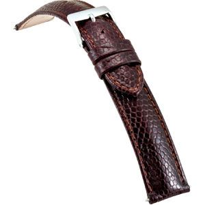 22mm Men's Long Brown Select Embossed Lizard Leather Watch Strap