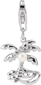 Freshwater Cultured Pearl and Cubic Zirconia Coconut Palm Tree Charm