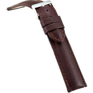 22mm Men's Long Brown Select Water-Resistant Leather Watch Strap
