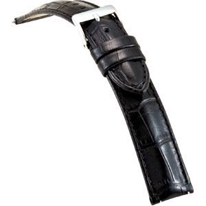 20mm Men's Regular Black Select Embossed Alligator Leather Watch Strap