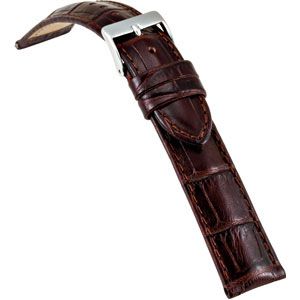 18mm Men's Regular Brown Select Embossed Alligator Leather Strap