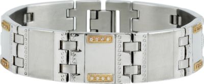 Stainless Steel Bracelet with 10kt Yellow Inlays and .24 ct tw Diamonds