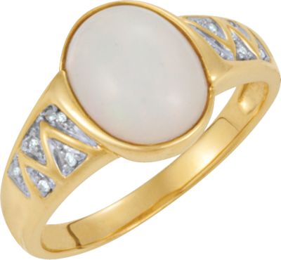 Genuine Opal & Diamond Ring