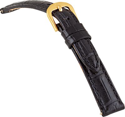 12mm Ladies Short Alligator Grain Padded Black Watch Strap