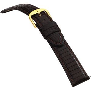 16mm Men's Long Genuine Lizard-Grain Brown Watch Strap