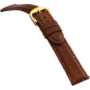 18mm Men's Regular Genuine Lizard-Grain Honey Watch Strap