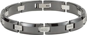 Ceramic Couture&trade; and Stainless Steel Bracelet with CZ's