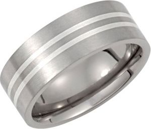 Titanium Band with Sterling Silver Inlay