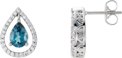 Genuine London Blue Topaz & 1/3 ct tw Diamond Earrings