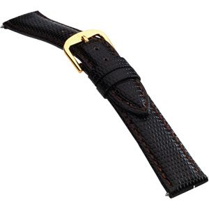 22mm Men's Long Padded Lizard-Grain Brown Watch Strap