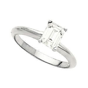 4-Prong Heavy Shank Emerald Shape Solitaire Mounting