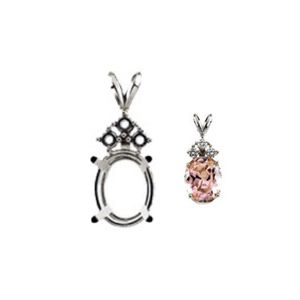 3-Stone  Pendant Mounting for Oval Center