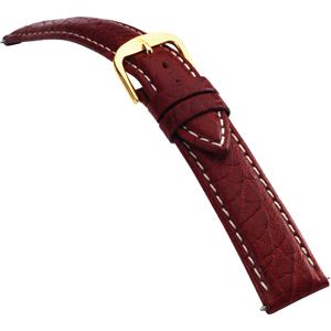 22mm Men's Long Calf Padded w/Heavy Crème Stitching Red Watch Strap