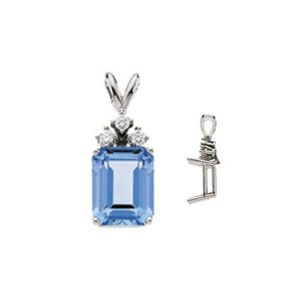 Pendant with Trio Accent Bail Mounting for Emerald/Octagon Center