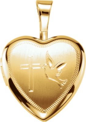 Cross & Dove Heart Locket
