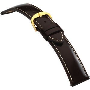 24mm Men's Regular Finished Leather Heavy Padded Crème Stitching Glazed Brown Watch Strap