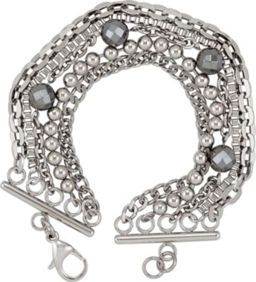 Amalfi&trade; Stainless Steel Multiple Chain Bracelet with Hematite