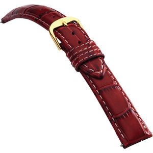 24mm Men's Regular Alligator Grain Heavy Padded Crème Stitching Bordeaux Watch Strap