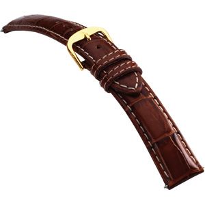 24mm Men's Regular Alligator Grain Heavy Padded Crème Stitching Tan Watch Strap