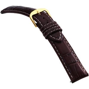 24mm Men's Regular Alligator Grain Heavy Padded Crème Stitching Brown Watch Strap