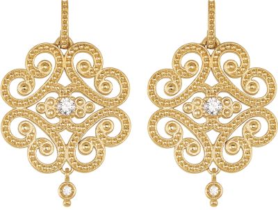 Granulated Design Dangle Earrings