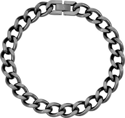 Stainless Steel Oxidized Curb Bracelet or Chain with Box Clasp