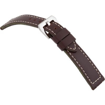 24mm Men's Regular Length Brown Sport Chrono Leather Watch Strap