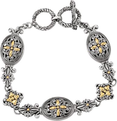 Filigree Design Double Toggle Bracelet with 18KY Accents