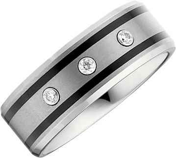 8.3mm Dura Tungsten&reg; 1/10 ct tw Diamond Beveled Band with Black Enamel