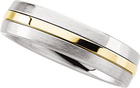 6.3mm Stainless Steel Domed Band with 14k Yellow Inlay