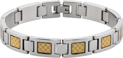 Stainless Steel Bracelet with Gold Foil Inlay
