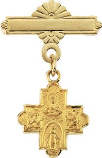 Four Way Medal Baptismal Brooch