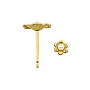  Button Earring Mounting for Pearl  Center