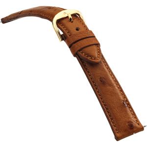 18mm Men's Regular Genuine Ostrich Tan Watch Strap